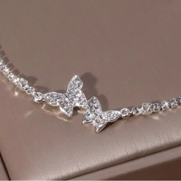 Cubic Zirconia Silver Butterfly Bracelet - Picture 3 of 7